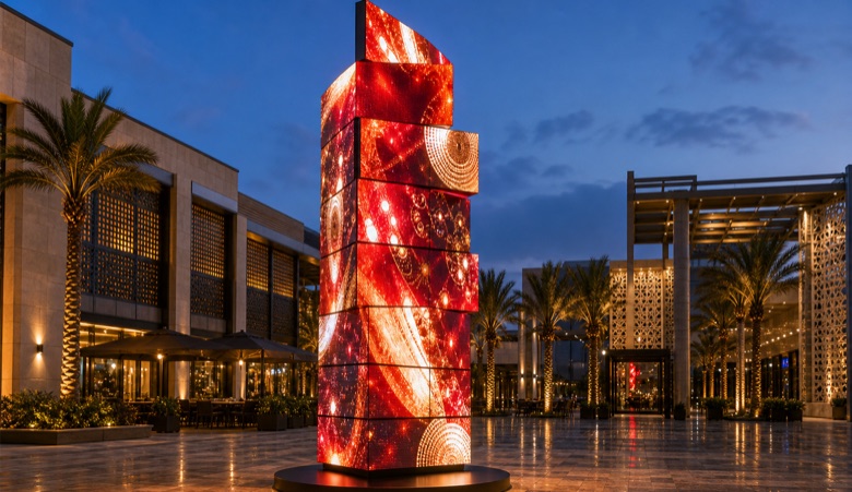 Three-layer outdoor rotating LED tower as a public landmark in Xian by joeqing