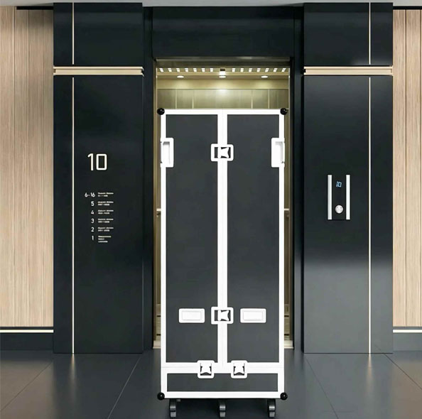 FoldLift system closed into a compact wheeled form