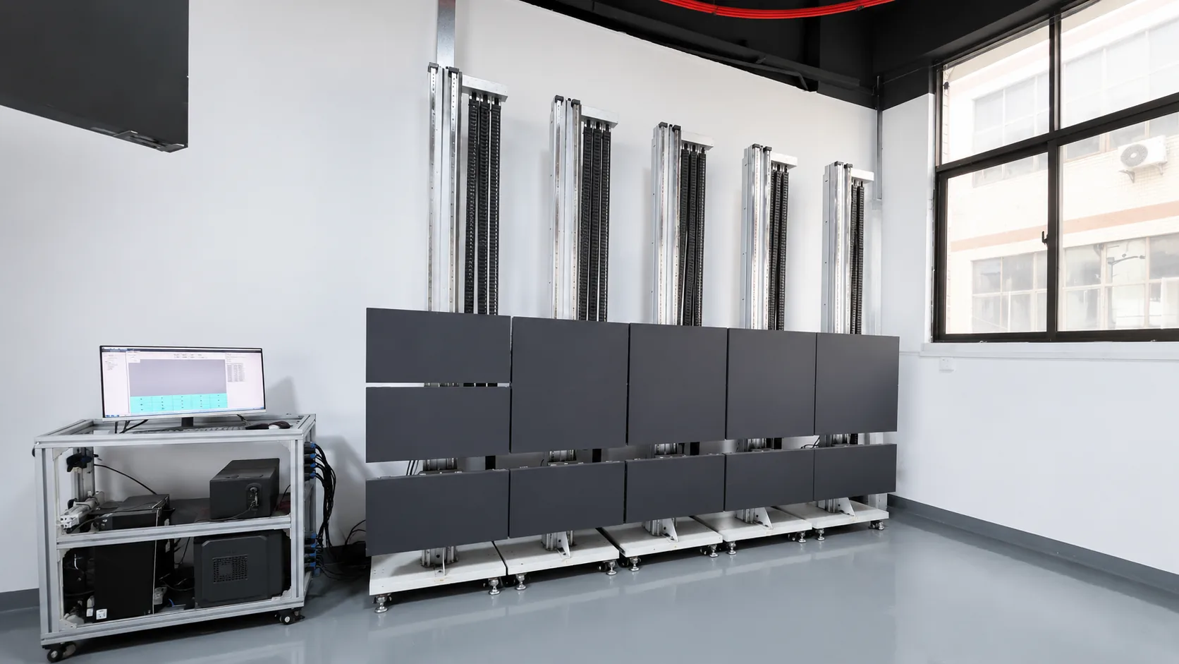 Modular test workstations used for motion-system assembly