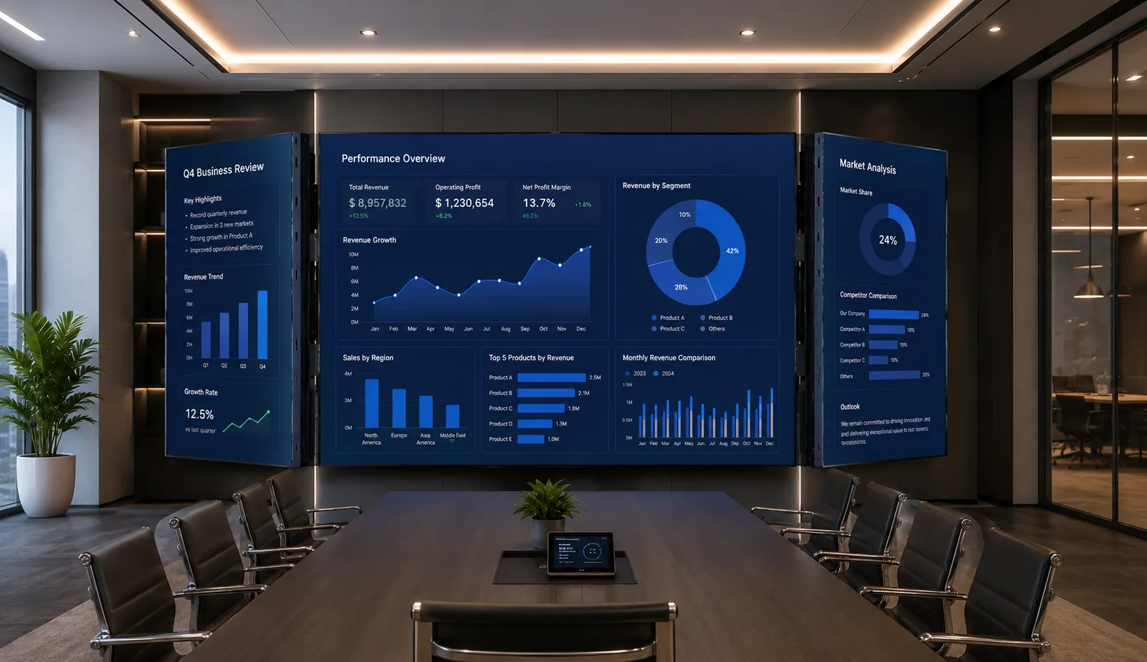 FoldLift LED display in a corporate presentation environment