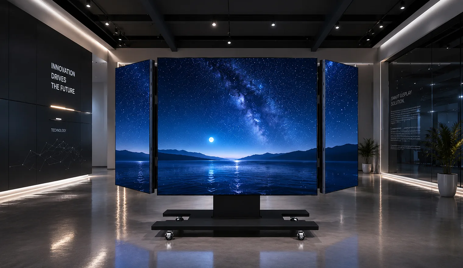 FoldLift LED display deployed in a technology showroom