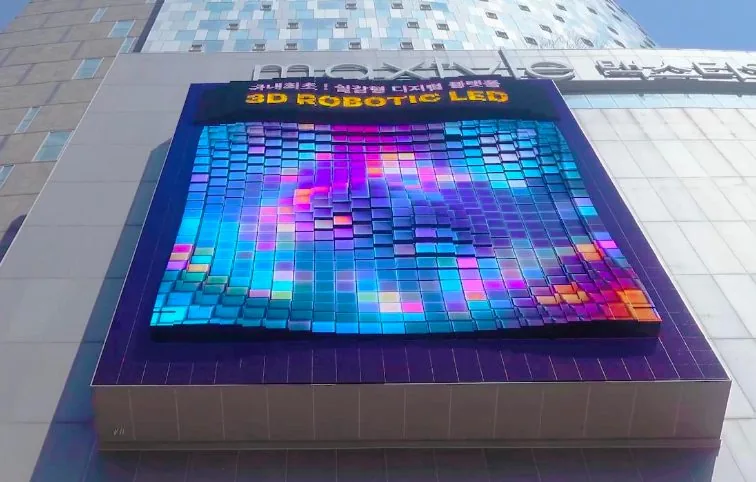 Telescopic Wave Screen Platform — outdoor advertising Outdoor telescopic wave screen platform used as media architecture for advertising