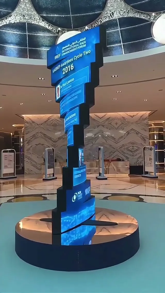 Curved Rotating LED Tower — 10-Layer Kinetic Display, UAE Install #Shorts
