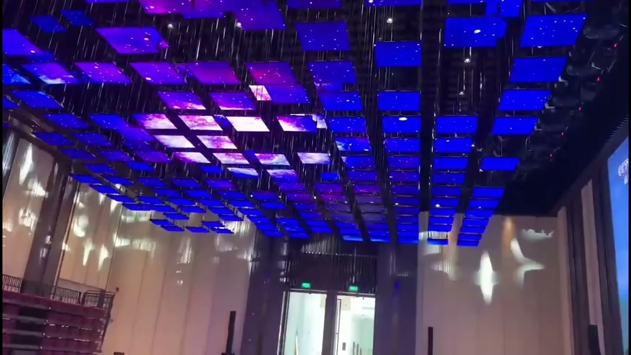 216-Unit Kinetic LED Matrix Ceiling | Floating Wave Display for Luxury Malls